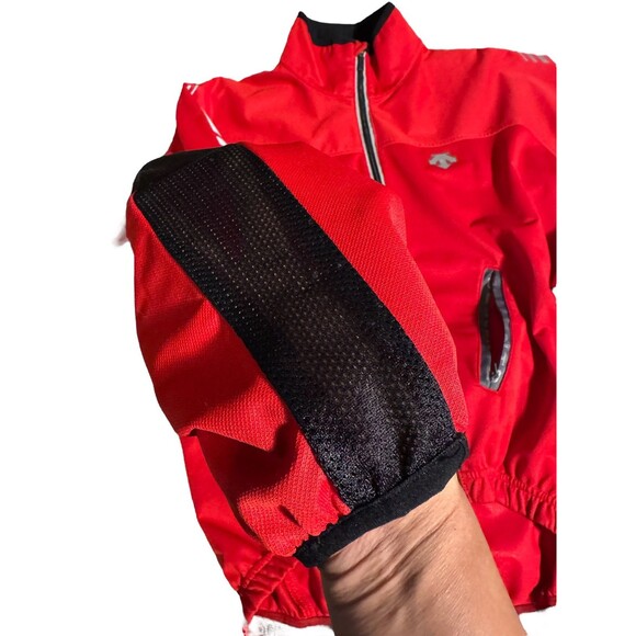 VINTAGE DESCENTE LONG SLEEVE CYCLING JACKET M RED Pockets Full Zip High Neck - Picture 6 of 12
